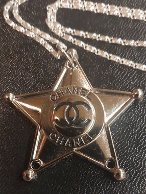 CC XL Silver Tone Star Charm Pendant 925 SS Necklace